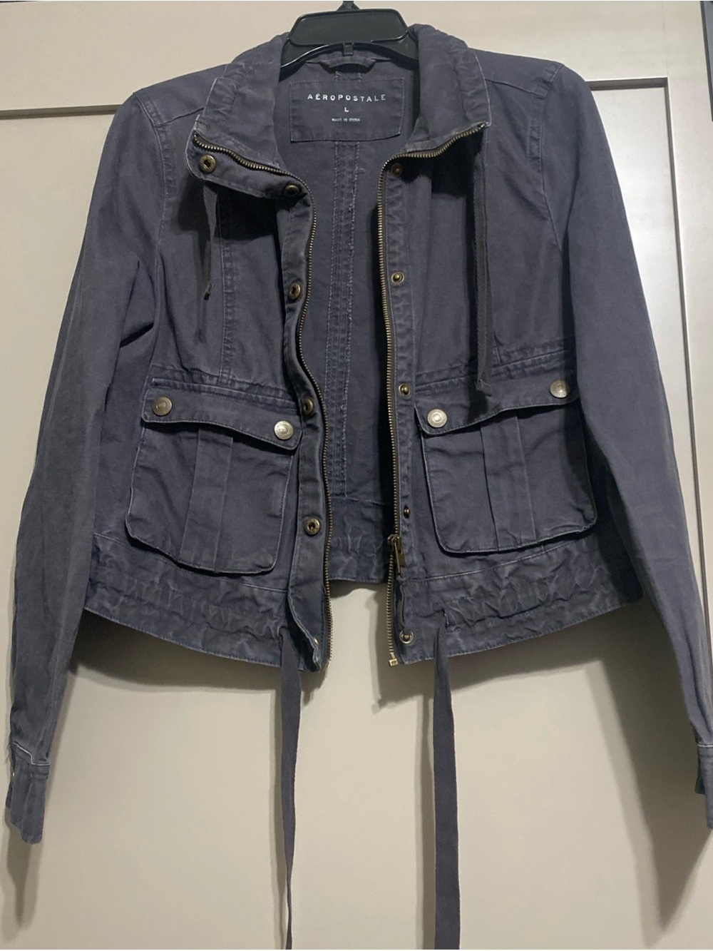 Vintage Y2K Aeropostale Gray Drawstring Waist Utility Jacket